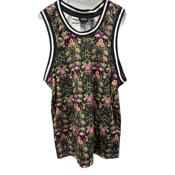 WeSC Flamingo-Go Wild Basketball Tank Top Unisex M NWT Vibrant Floral Streetwear - Picture 1 of 7